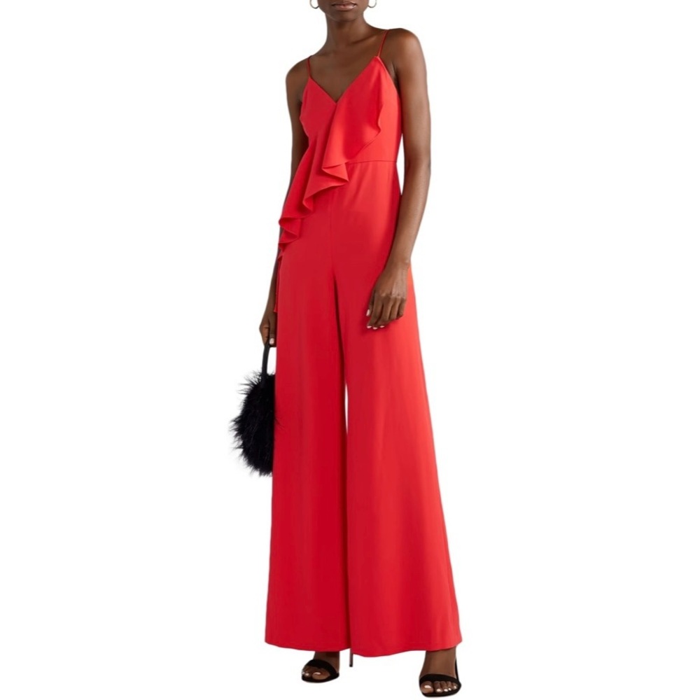 NEW alice + olivia Keeva ruffled crepe jumpsuit